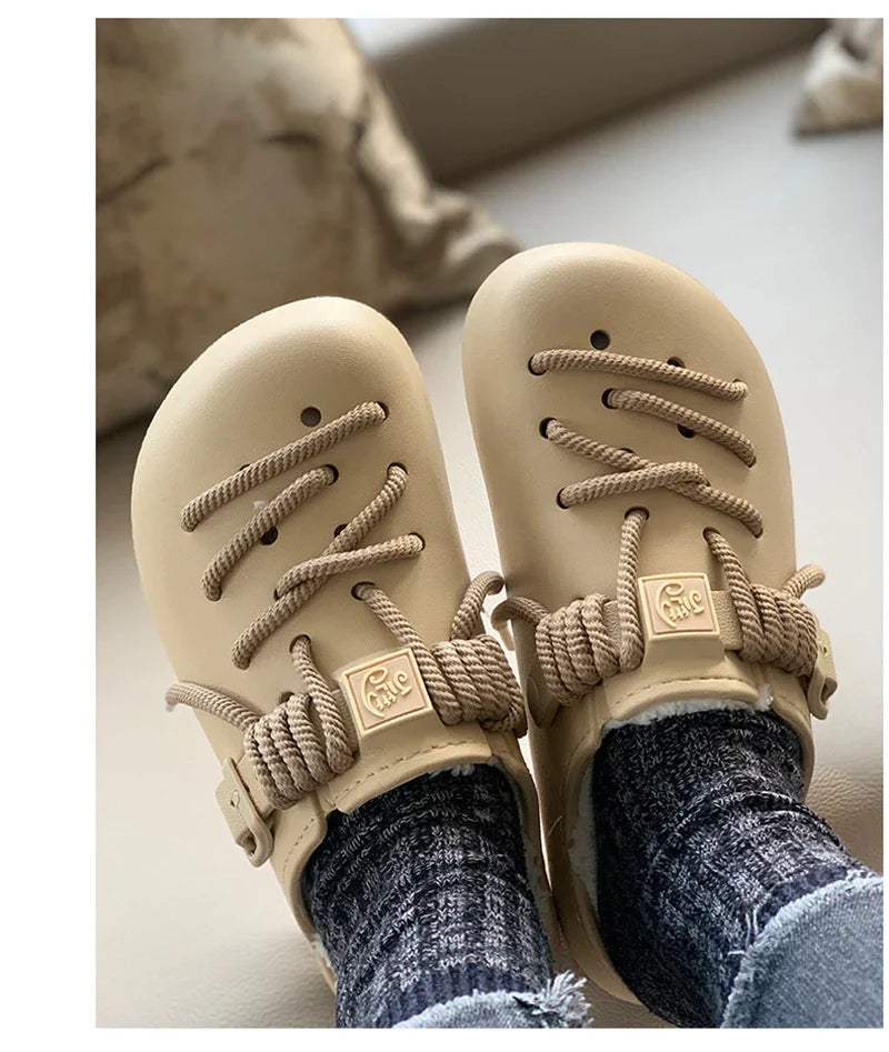 Gap Lacing Style Fleece Shoes